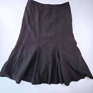 Worthington Black Flared Midi Skirt Paneled Corporate Chic Dark Academia Size 10